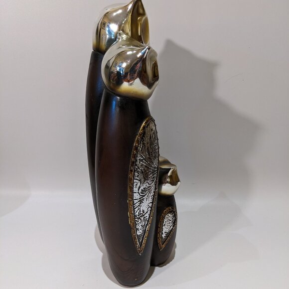 Adorable Trio of 3 Wise Owls Mama Papa Baby Décor Accent Piece Gold & Brown - Picture 4 of 6